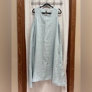 🔆MagicLinen Royal Toscana Linen Dress Sleeveless A-Line Light Blue NWOT XL